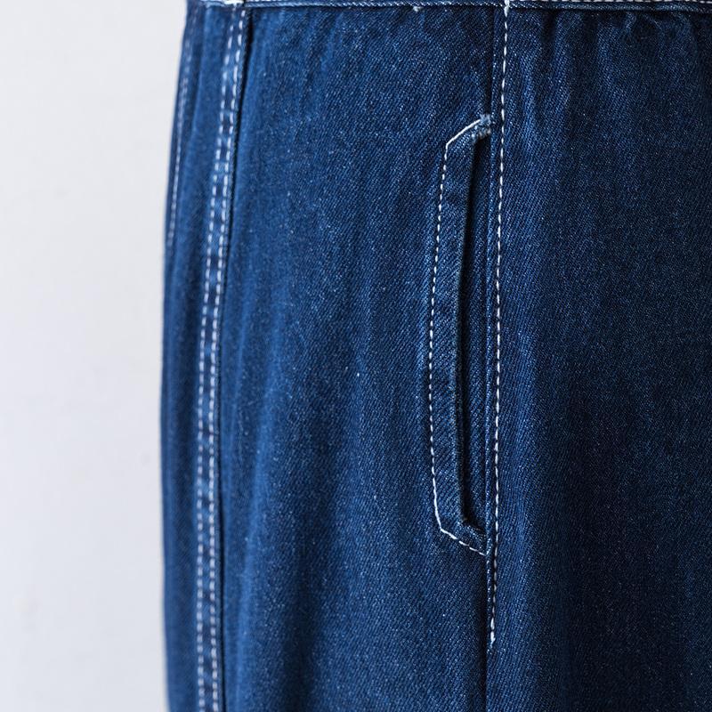 Denim Skirt Women's Blue Umbrella Skirt High Waist A-line Solid Color Loose Casual Medium Length Skirt Summer Jean Skirt