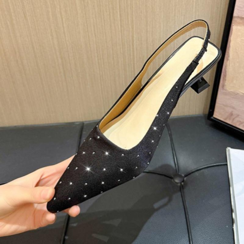 Women's Stiletto Wrapped Toe Sandals Summer New Pointy Shallow Mouth Sequin Set Foot Non-slip High Heels