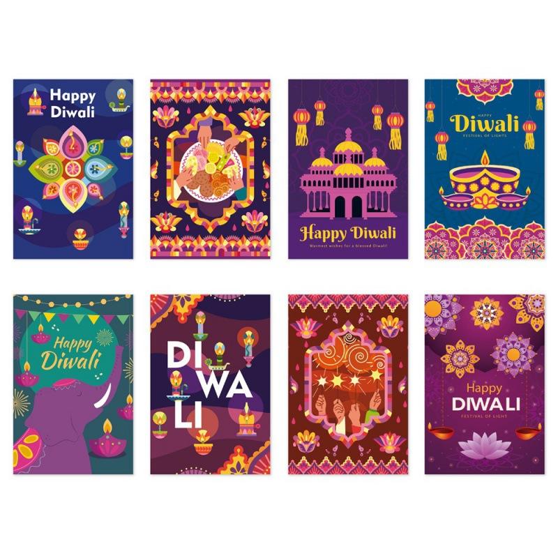 

8Pcs Diwali Festival Theme Water Wine Beer Bottle Labels Stickers for For India Happy Diwali Festival Party Decoration