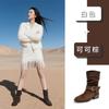 New retro stacking boots women's 2025 autumn and winter new thick heel western cowboy boots versatile boots women's casual women's shoes