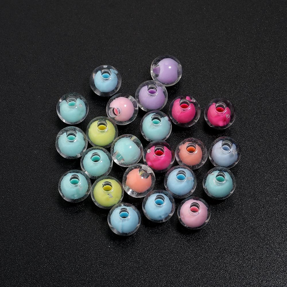 30-100pcs Acrylic Round Beads Transparent Mixed Color Loose Spacer Beads For Jewelry Making DIY Bracelet Necklace Accessories