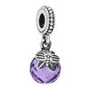 Original Cute Clear Pink & Purple Butterfly with Crystal Pendant Beads Fit 925 Sterling Silver Charm Europe Bracelet Jewelry
