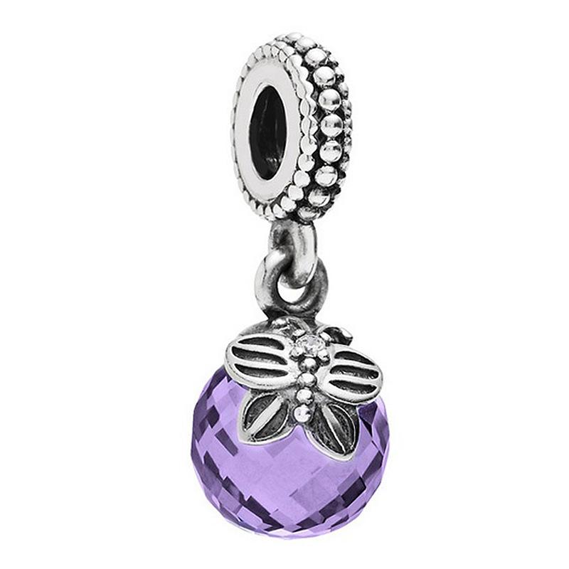Original Cute Clear Pink & Purple Butterfly with Crystal Pendant Beads Fit 925 Sterling Silver Charm Europe Bracelet Jewelry