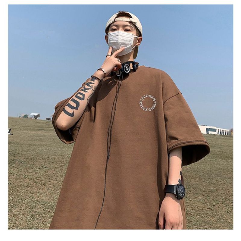American Fashion Cotton Short-sleeved T-shirt Men's Summer T-shirt Loose Half-sleeve Teenage Top Clothes