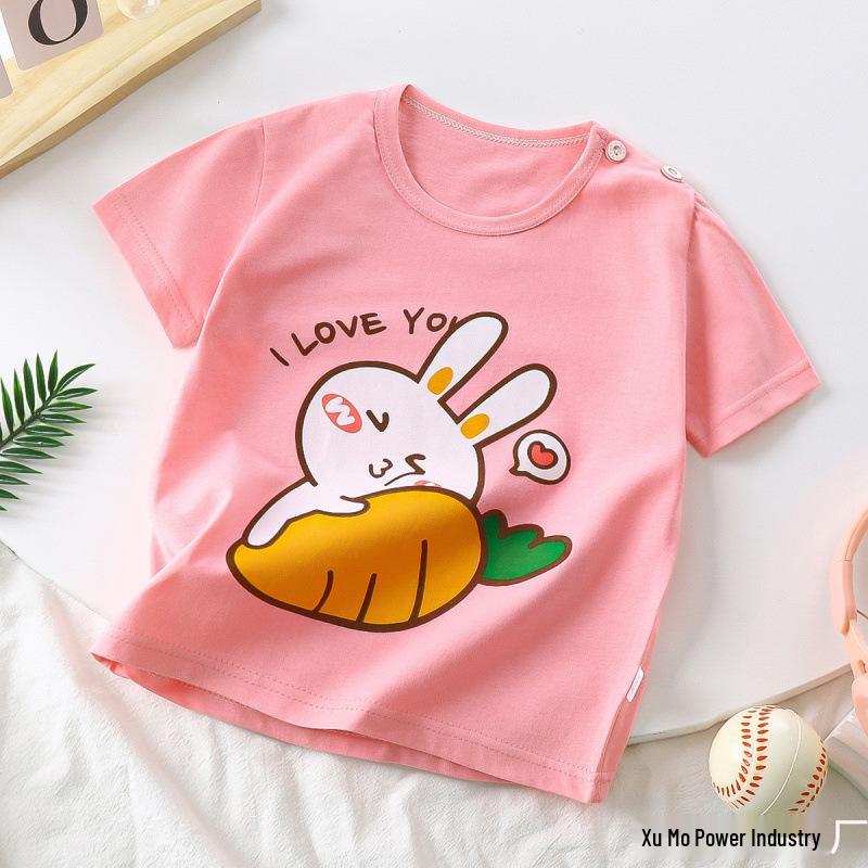 Kids' Cartoon Short Sleeve T-Shirt: Korean Style for Boys and Girls