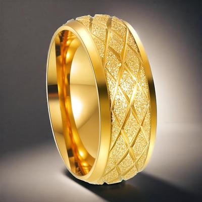 Herenring, roestvrijstalen ring, verguld en zilverkleurig mat 8mm verlovingsring, feestring