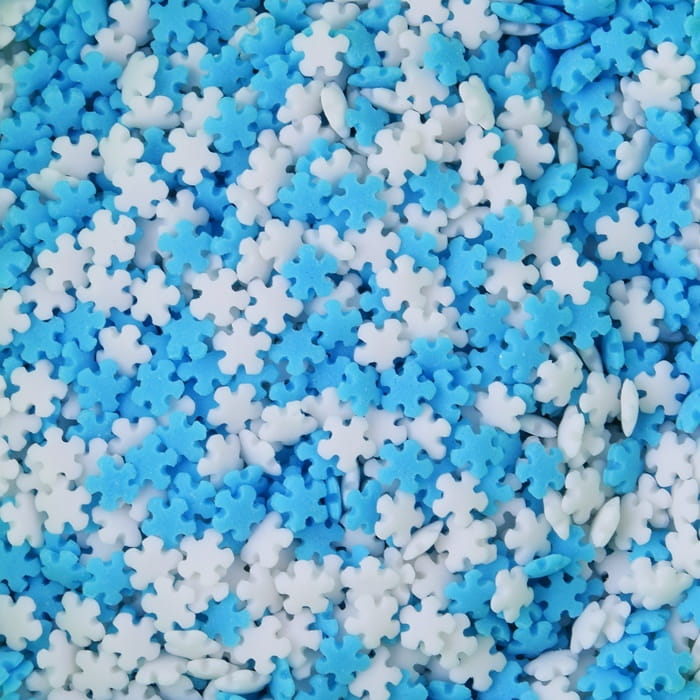 Sugar Sprinkles Snowflakes White and Blue 1Kg Confetti