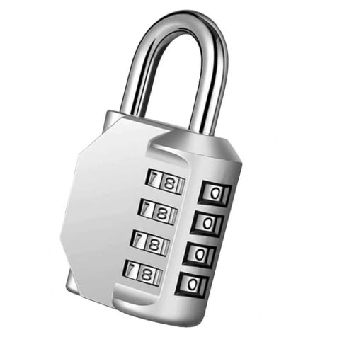 4-Digit Combination Padlock with Password, Number Lock, Dial, for School, Gym, Sports Lockers, Fences, Toolboxes, and Cabinet Storage (1 Silver)