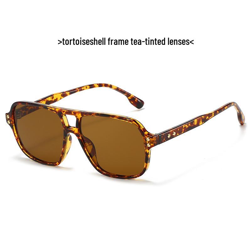 High-End Women's Retro Double Bridge Square Sunglasses