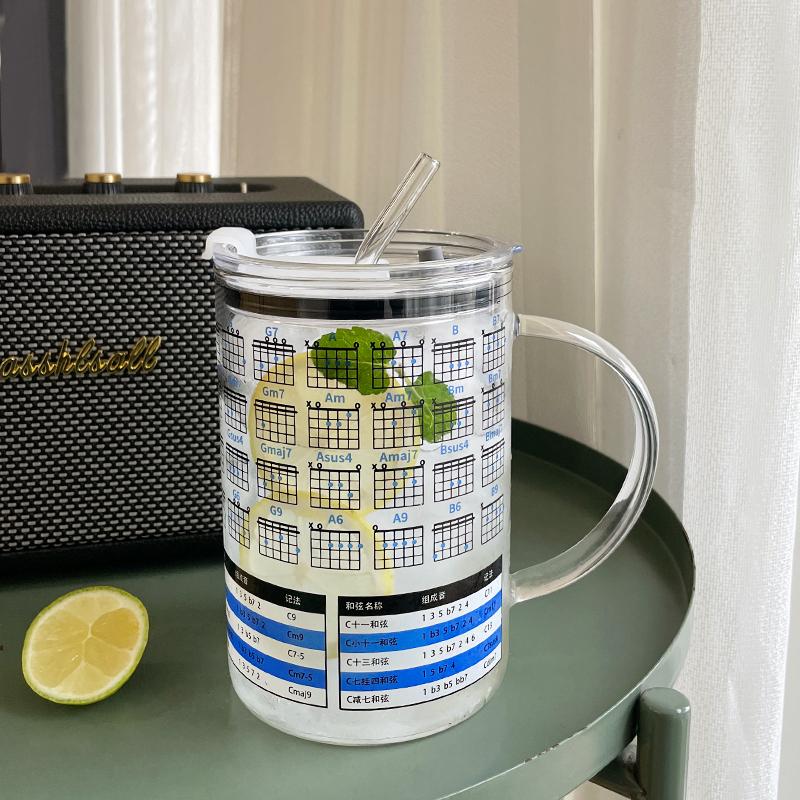 Skleněné šálky 1000 ml s víčkem a slámkou Roztomilé hrnky na kávu Velké sklenice na nápoje Voda Čaj Korejský mléčný džus Pivní šálek