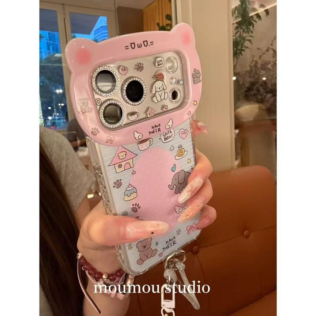 Creative Cute Bear Elephant Lens Frame Is Suitable for Apple 17promax Mobile Phone Case Anti-drop New 16pro