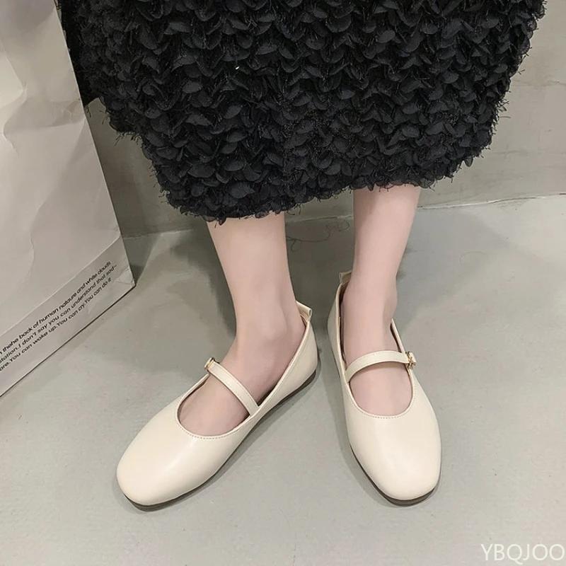 Fashion Ladies New Retro Flats Comfortable Mary Jane Buckle shoes Casual soft soled bean shoe Fashion elegant Womens Shoes Zapatos Mujer