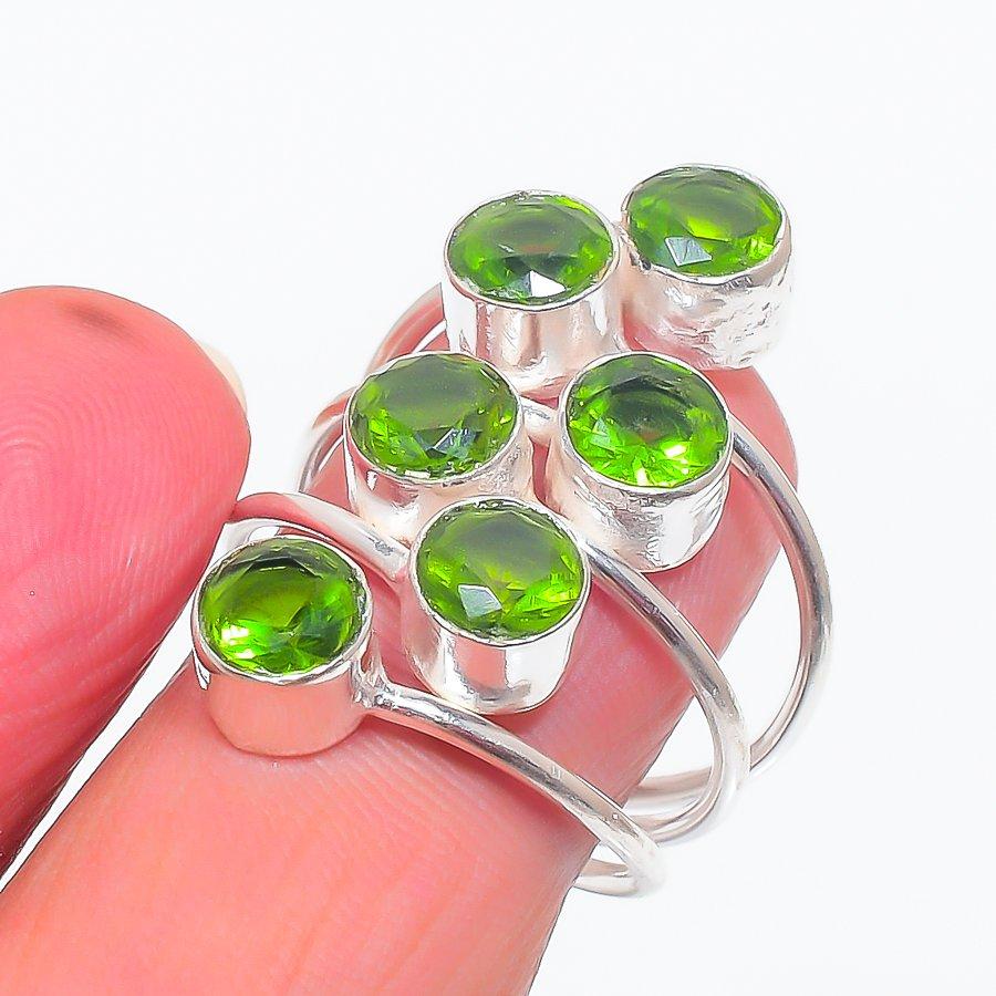 Bague en argent sterling 925 faite à la main avec pierre précieuse péridot naturelle, taille 9 n3l91