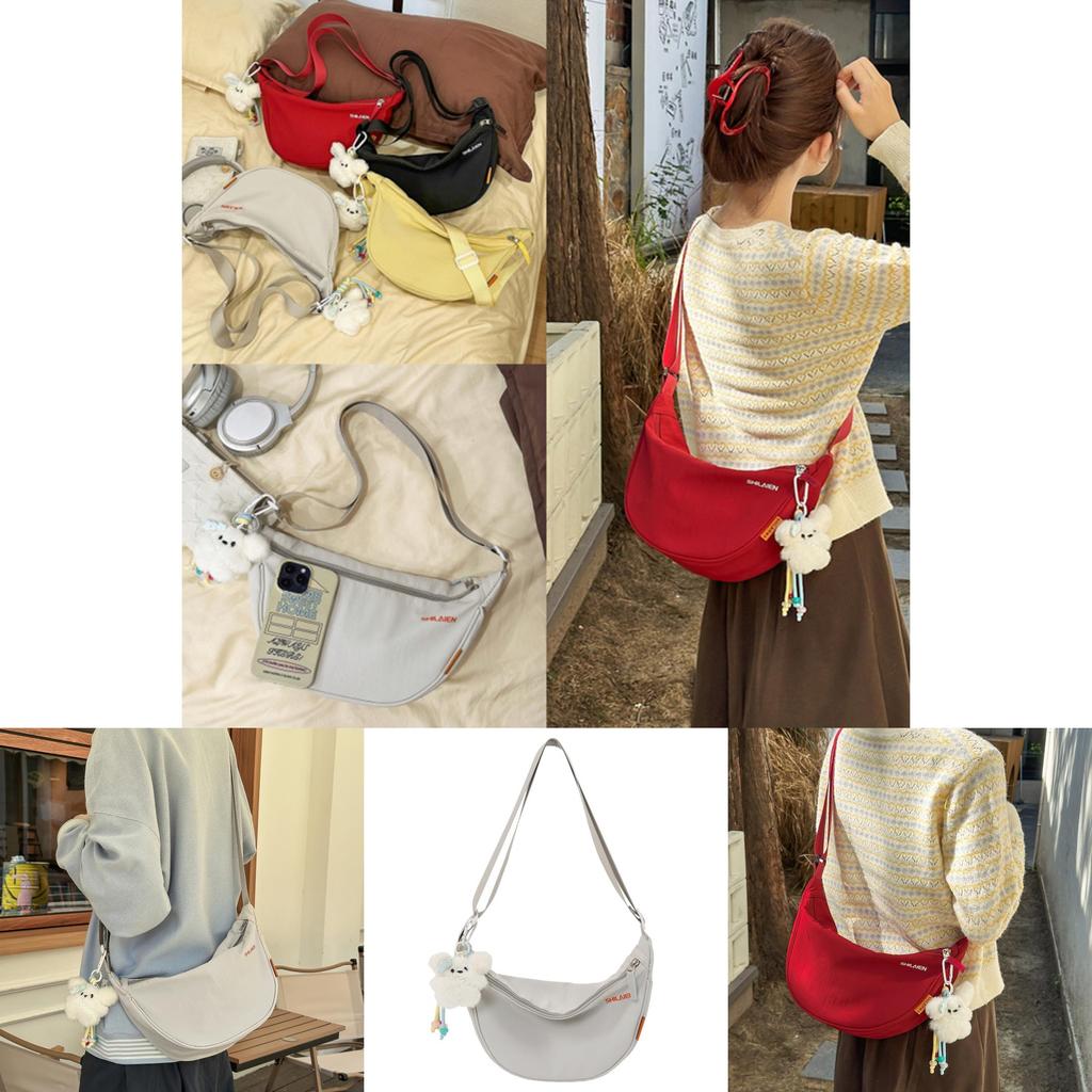 Nylon Small Crossbody Bag For Women With Solid Color Design And Letter Print