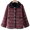 Women's 50+ Plaid Plus Velvet Warm Coat - Lightweight Autumn/Winter Cotton Jacket
