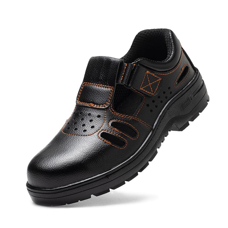 

big size men casual steel toe cap work safety shoes soft leather worker sneakers summer breathable safe sandals protect footwear 280 оранжевый