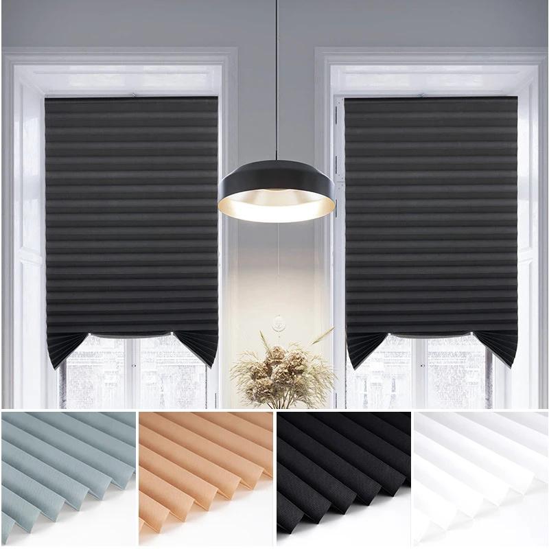 Pleated Window Blinds Temporary Window Shades Cordless Light Filtering Pleated Paper Shades Room Darkening Blind for Home Office