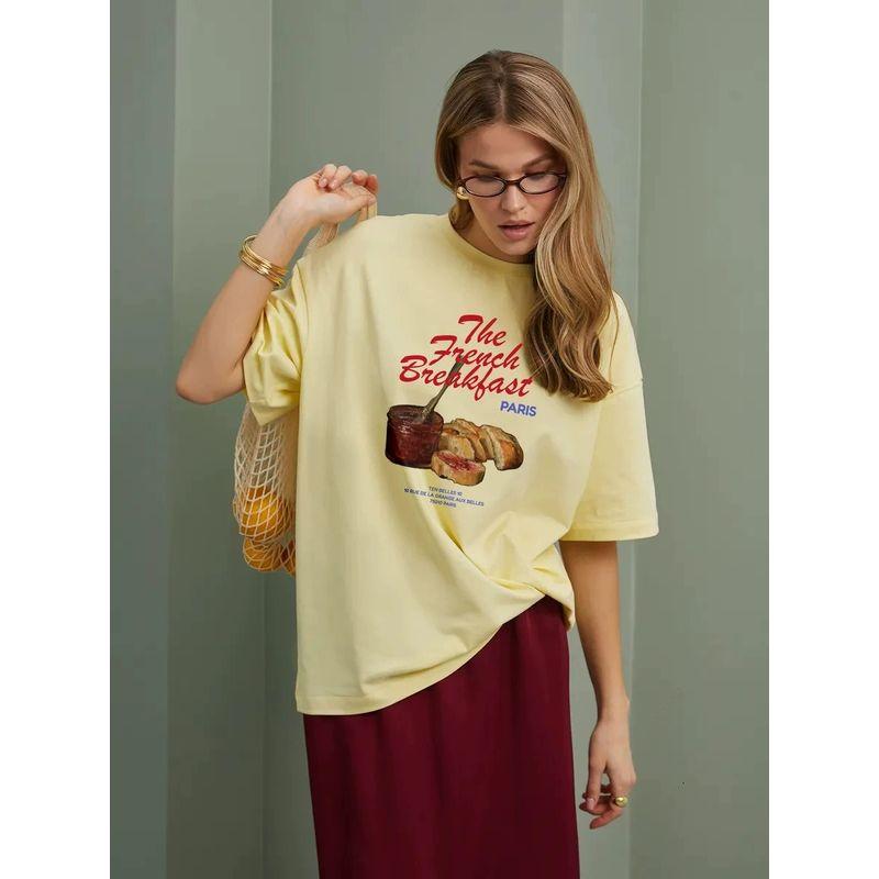 Loose Printed T-shirt Western Style New Fashion Loose Casual Print Letters Cotton T-shirt Top