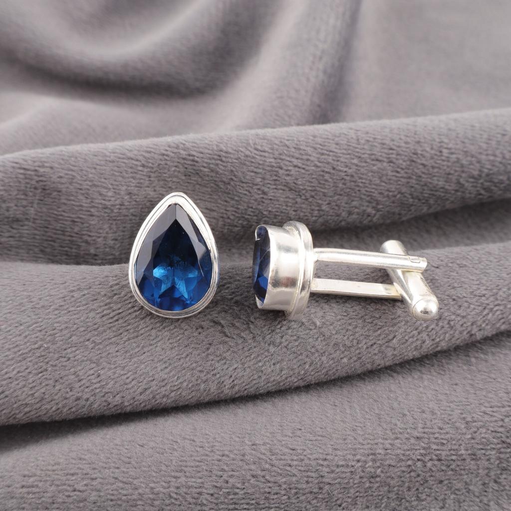 London Blue Topaz Edelstein 925 Sterlingsilber Schmuck Handgefertigte Manschettenknöpfe 0,66" CL-6-12