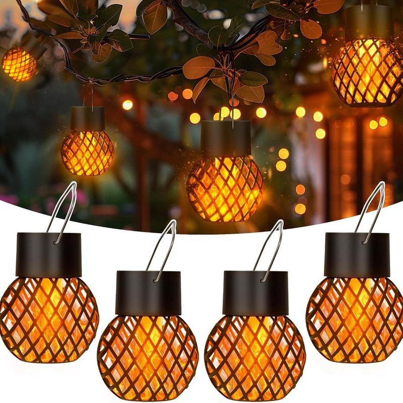 Outdoor Solar Lights Featuring Realistic Flickering Flames Suitable For Hanging Or Standing Garden Halloween Decoration