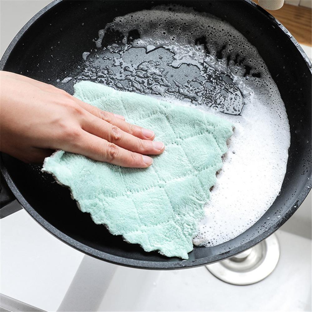 12pcs Thick Soft Kitchen Dish Cloth Super Absorbent Double-Sided Towel  Kitchen Cleaning