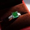 Simulation 8X8 Square Cultivation Emerald Ring Female, Colorful Sapphire Female Ring