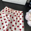 Girls' Cute Red Mushroom Polka Dot Vest & Wide-Leg Pants Summer Two-Piece Set