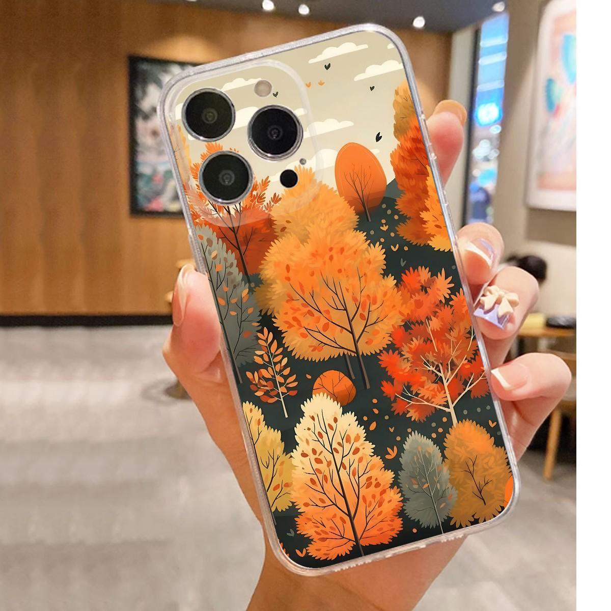 Autumn Tree Transparent Drop-Proof Case for iPhone 14-17 Pro Max Xiaomi 14T прозрачный