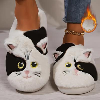 Cute Cartoon Cat-Shaped Indoor Slippers for Women, Comfortable with A Soft, Non-Slip Sole.