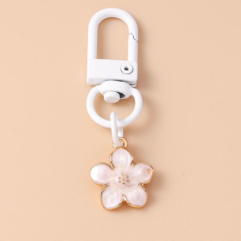 Niedlicher Emaille Perlen Blume Schlüsselanhänger Pflanze Schlüsselring Anhänger für Frauen Mädchen Handtaschen Deko DIY Handgemachter Schmuck Geschenke