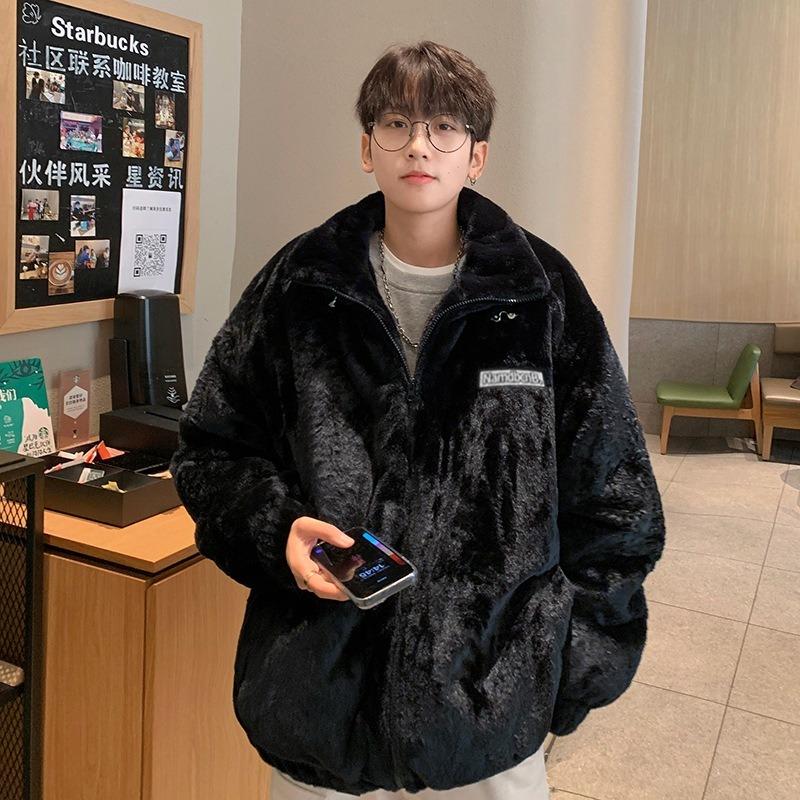 

Чоловіче зимове пальто з бавовняної підкладки з флісу ягняти XL чорний