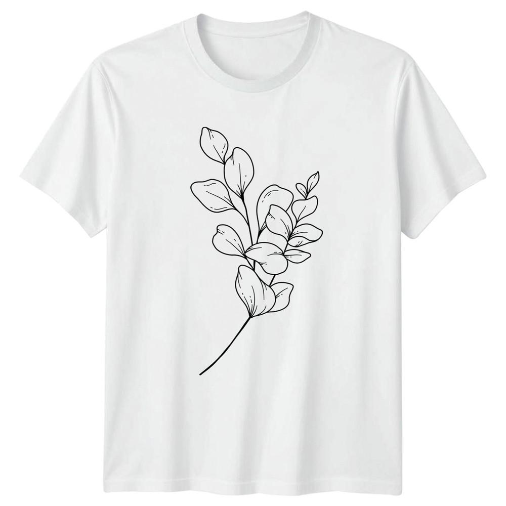 Minimalist Botanical Eucalyptus Leaves TShirt Eucalyptus Line Art Botany S