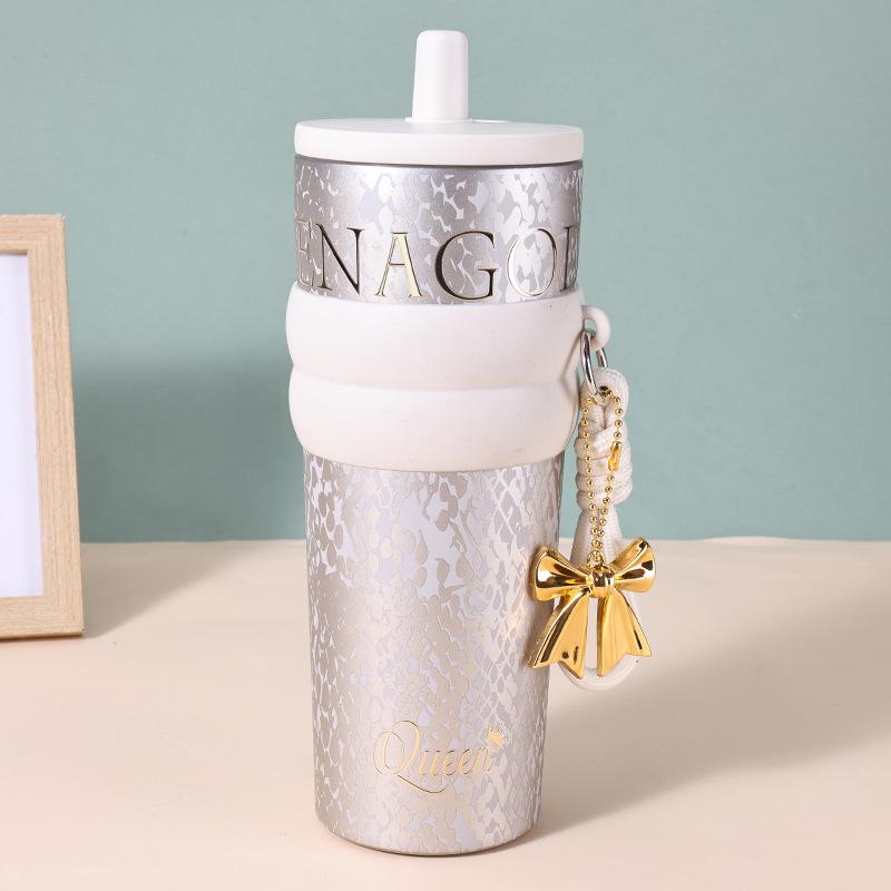 Light Luxury Ceramic Inner Tank Thermos Cup Large Capacity Fashion Muse Cup with Lifting Rope Portable Straw Cup