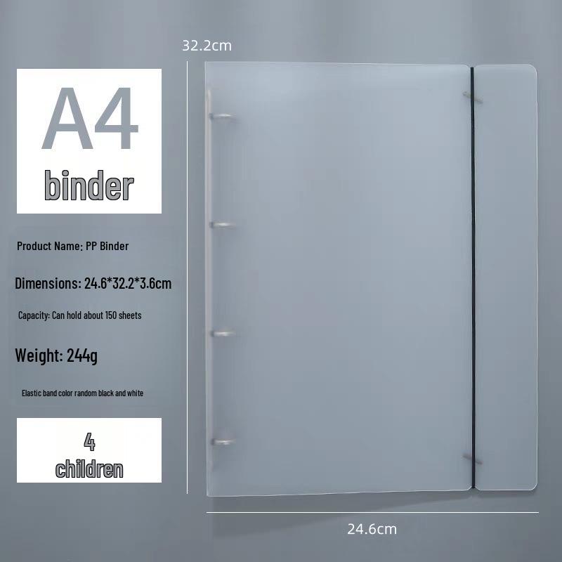 Frosted Semi-Transparent Binder with Straps, 6-Hole, A4/B5/A5/A6/A7 Loose-Leaf Journal