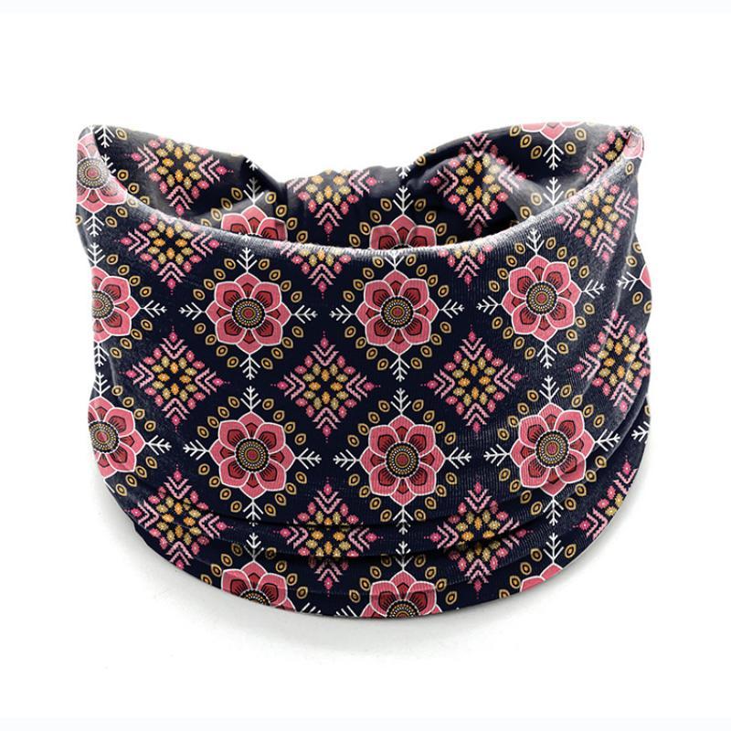 Vintage Boho Flower Print Headbands Women Wide Twist Knotted Elastic Hair Bands for Date Night Casual Outings