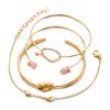 4 Pezzi/Set Donne Nodo Freccia Strass Intarsiato Ciondolo Cerchio Bracciale Rigido Gioielli