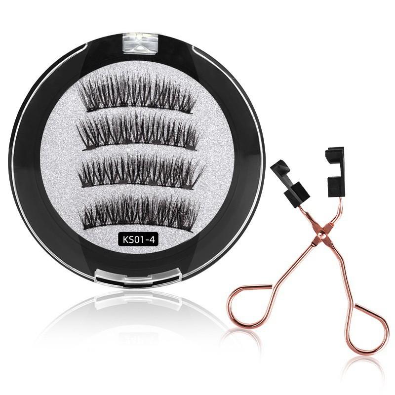 Magnetic False Eyelashes Set With Eyelash Curler Soft Natural Full Strip Reusable No Glue