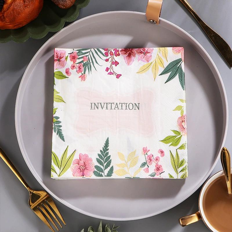 20Pcs Invitation Printed Paper Napkins, Disposable Napkins for Baby Shower Birthday Wedding Party, Table Decor Tissue Supplies