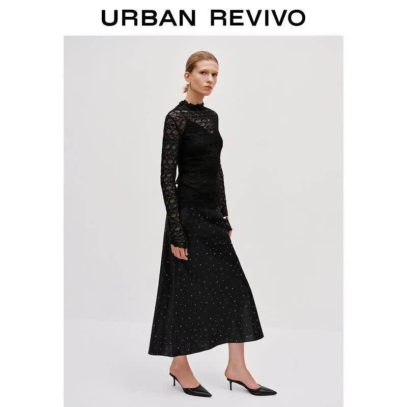UR Women's High-Waist Long Rhinestone Skirt