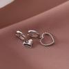 Korean Asymmetrical Heart Earrings: Retro Geometric Peach Heart Hoops & Studs for Women