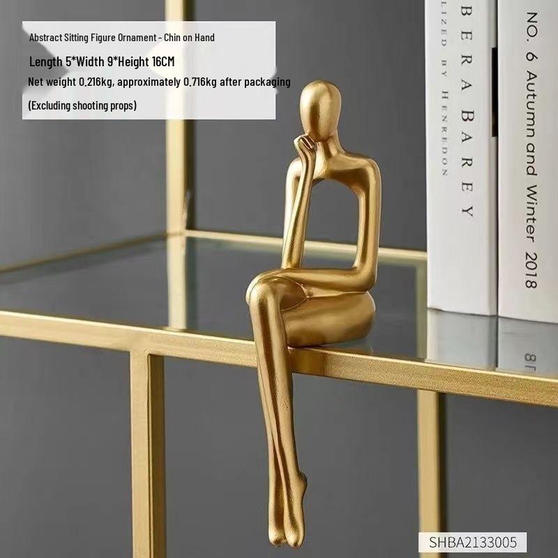 Elegant abstrakt sittande figurskulptur för heminredning