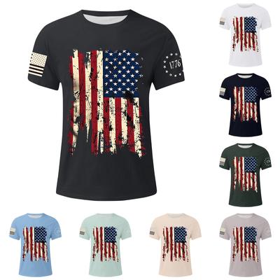 Men's Flag Printed T-Shirt Men's Loose Casual Short Sleeve Top
