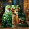 Deer in forest plush blanket animal print soft cozy blanket nature wildlife design flannel blanket home decor gift for nature