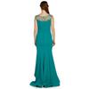 Fierte Women's Evening Dress Azr4383 Round Neck Drop Carving Crepe Fish Green Coral Red