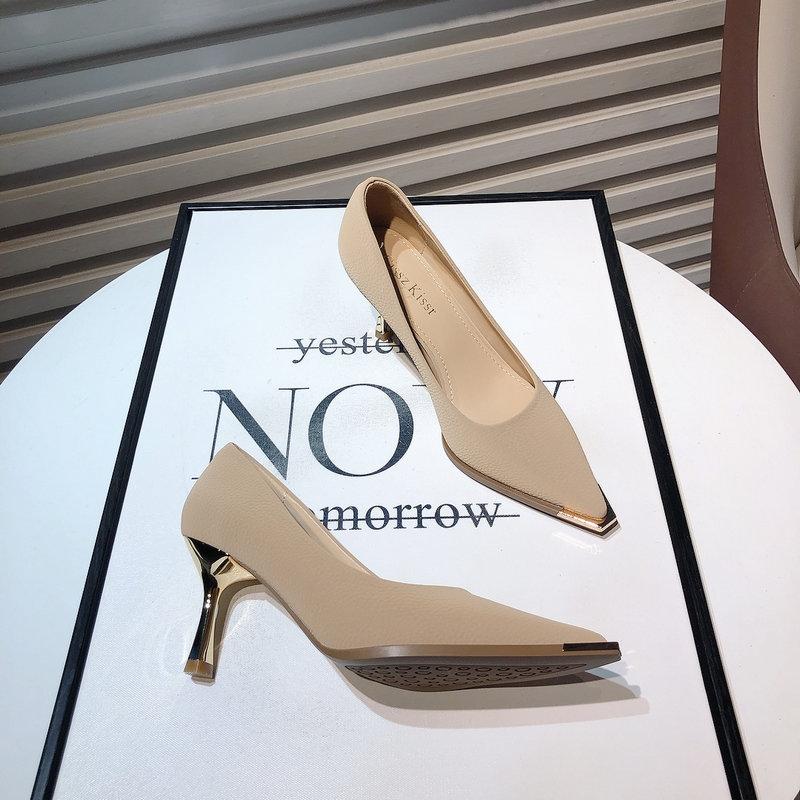 Spring and Autumn New Luxury Exquisite Women's High Heels Fashion Metal Pointed Shallow Mouth Fine Heels Casual Women's Shoes