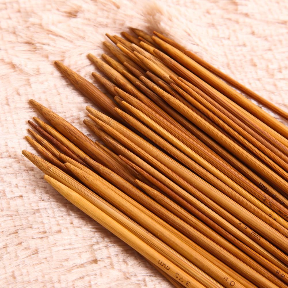 55pcs Wooden Knitting Needles Weaving Tools Kits Bamboo Single Knitting Needles 11 Sizes 13cm for Weave Yarn Projects for Knit