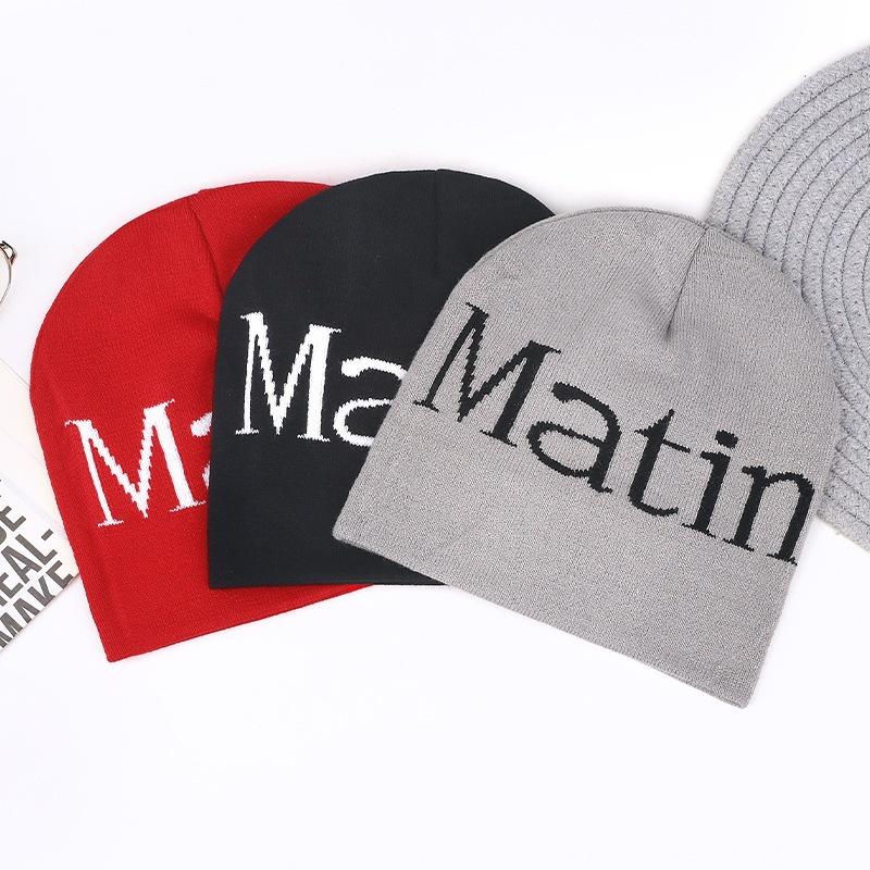 Wool hat autumn and winter letter black men and women versatile warm new street knitted hat trendy gray cold hat