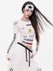 American Spicy Girl Printed Long Sleeve Slim Fit Motorcycle-Style T-Shirt
