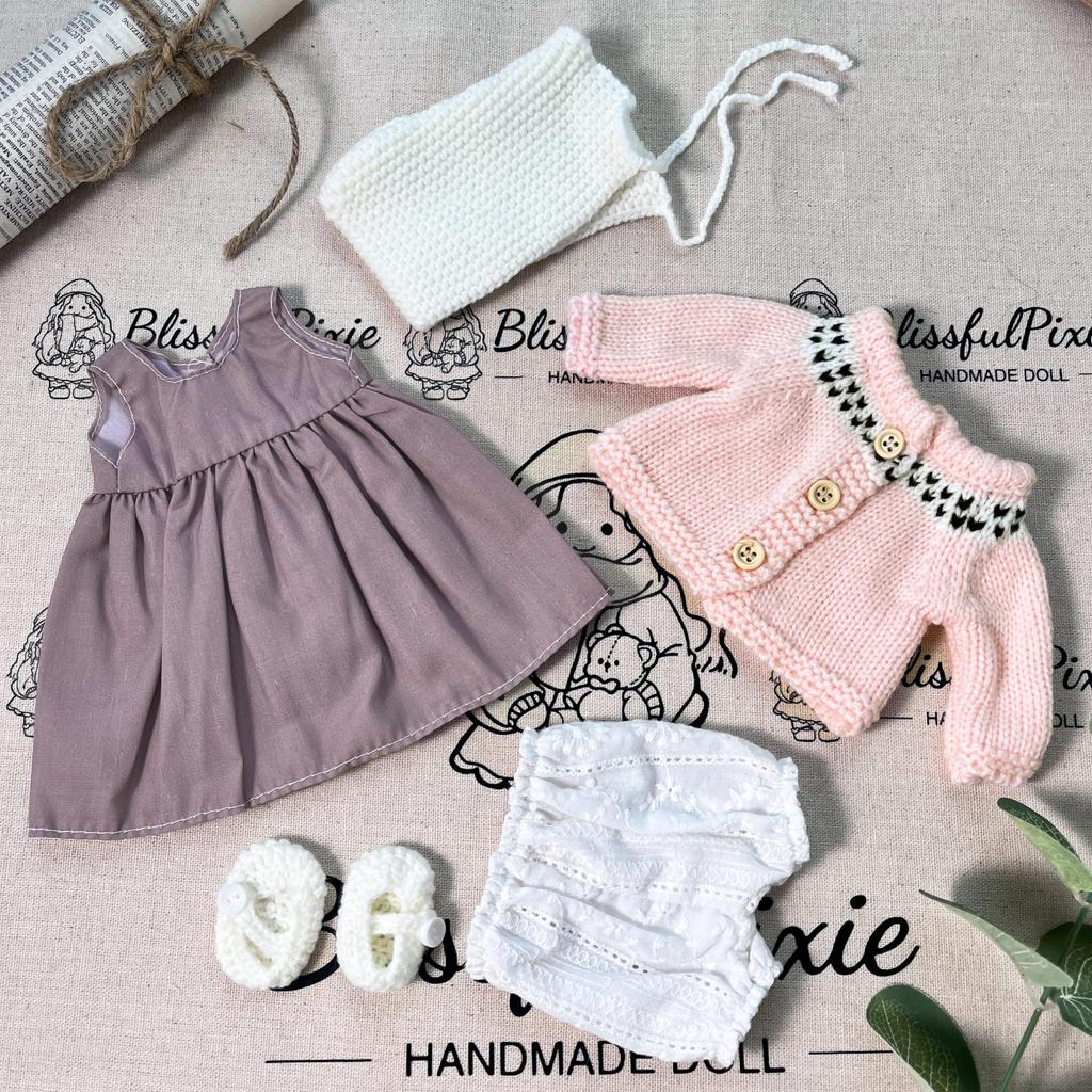 BlissfulPixie Handmade Waldorf Doll Clothes Set for 30cm Beautiful Perfect for Christmas or Birthday Gift Clothing Accessories Dolls, Box, Girls, -