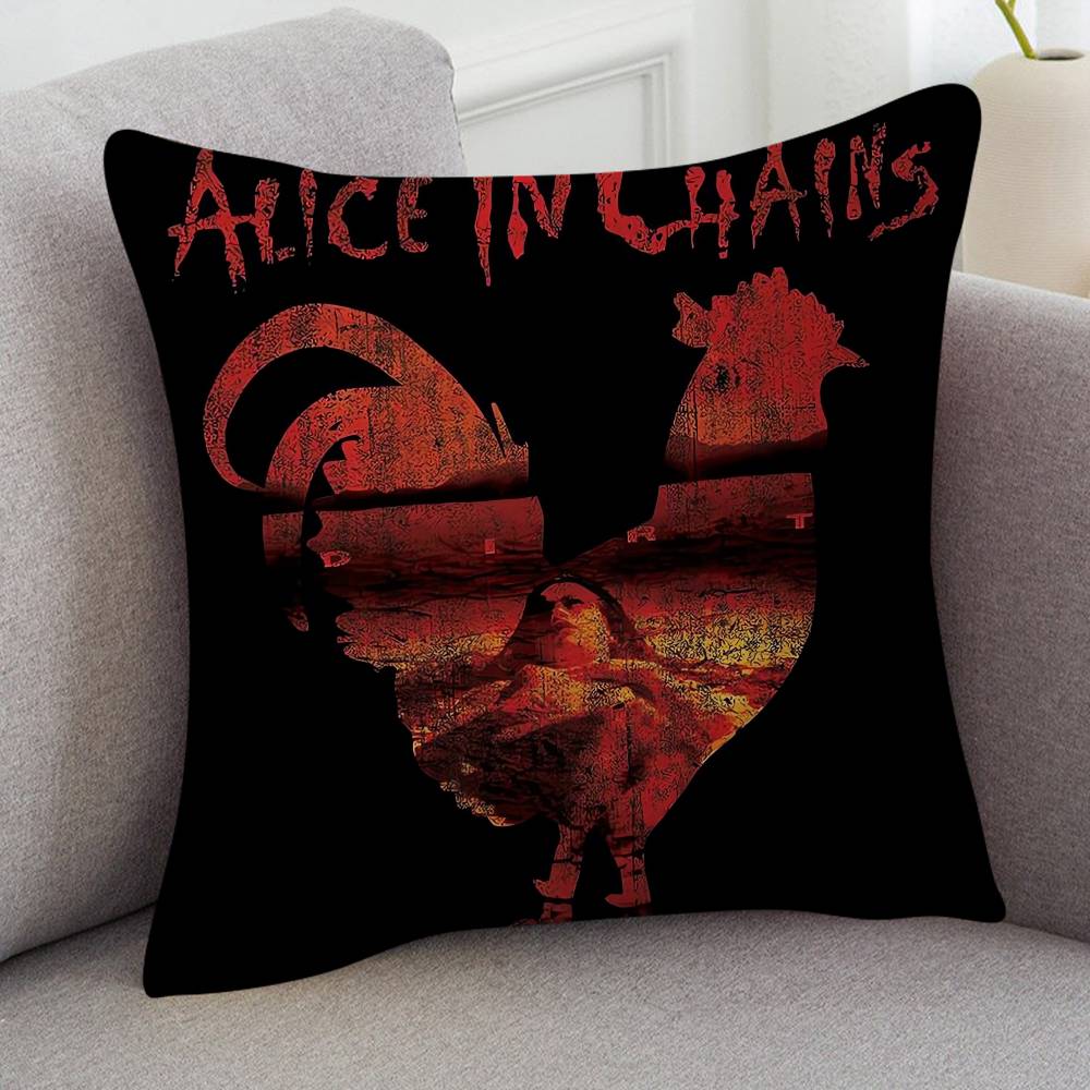 Rock Band Alice In Chains Cute Cartoon Twodimensional Pillowcase Bedroom Sofa Cushion Cover Nap Pillow Cover